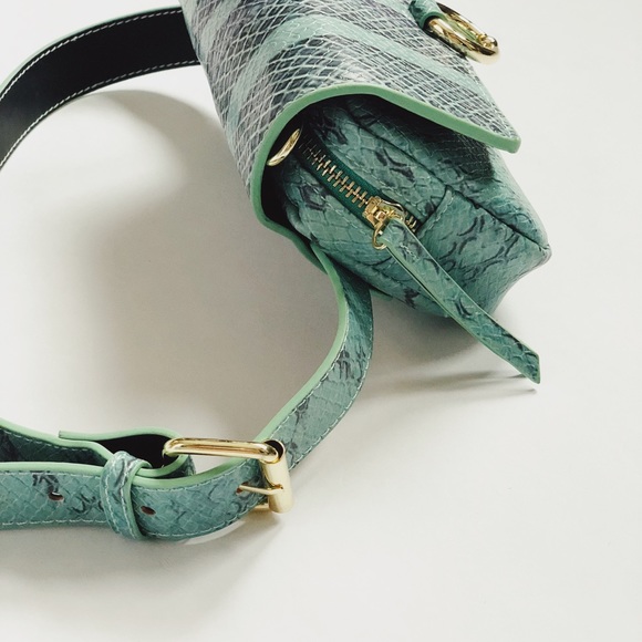 🆕Mimi Green Vegan Snake Skin Belt Bag Fanny Pack - Picture 7 of 8
